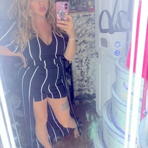 Black and White Striped Women's jumpsuit